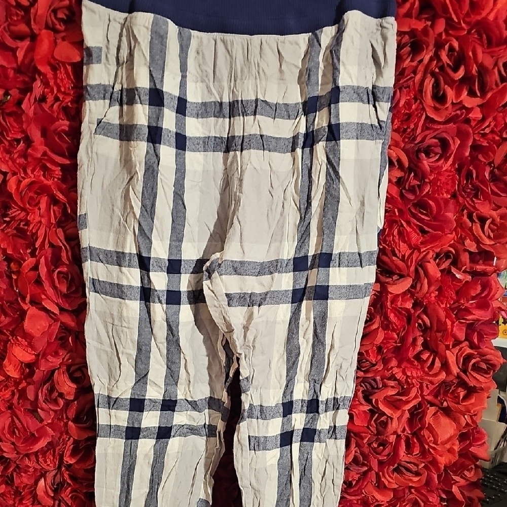 Aerie Women's Plaid PJ Or Lounge Bottoms in Navy/White Size Large
